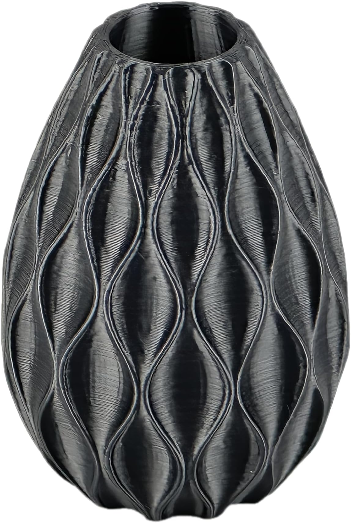 1pc 3D Printed Mini Wavy Vase - Non-Waterproof for Dried/Fake Flowers Only - Home, Room, Wedding Decor - Unique Gift for Every Occasion - Silk Black