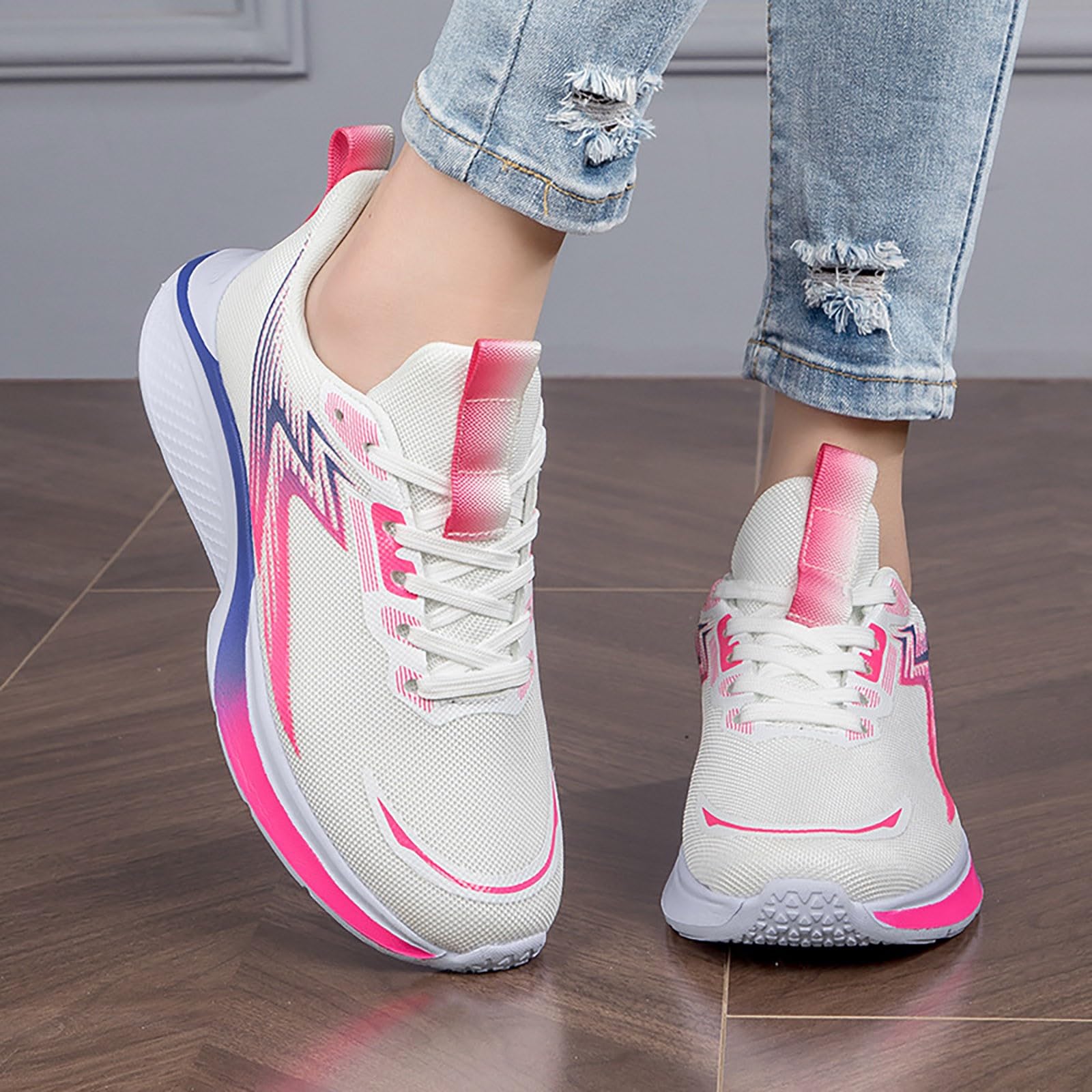 Scarpe da Ginnastica da Donna Comode Pianta Larga Sneakers Bianche Donna | Sneakers Ragazza in Tessuto Sintetico per Allenamento Palestra Calzature Atletica Comfort Ottimale Rete Traspirante