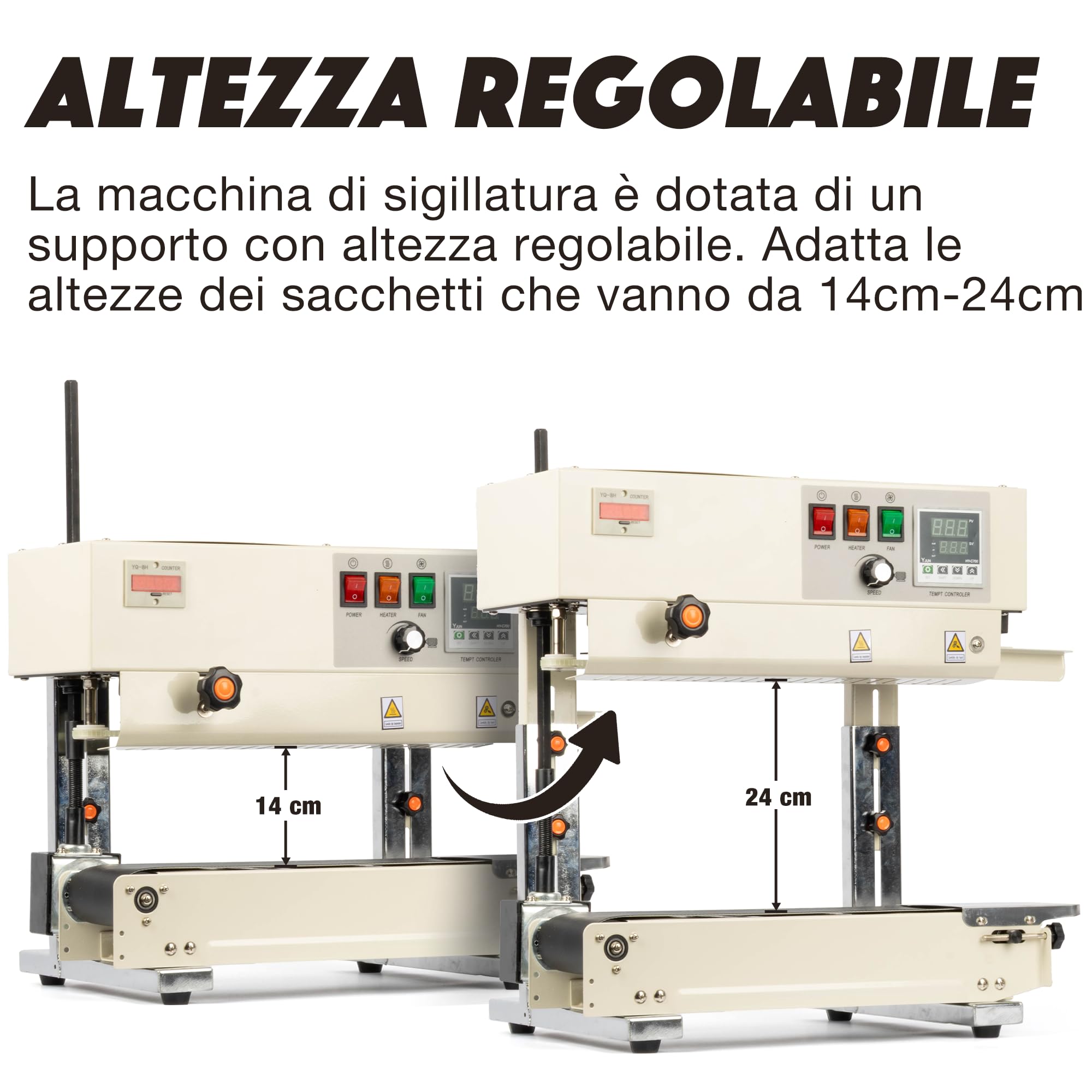 U.S. Solid Sigillatrice continua automatica verticale orizzontale – Controllo digitale della temperatura per sacchetti in PVC 0,02-0,8 mm, con codifica e contatore