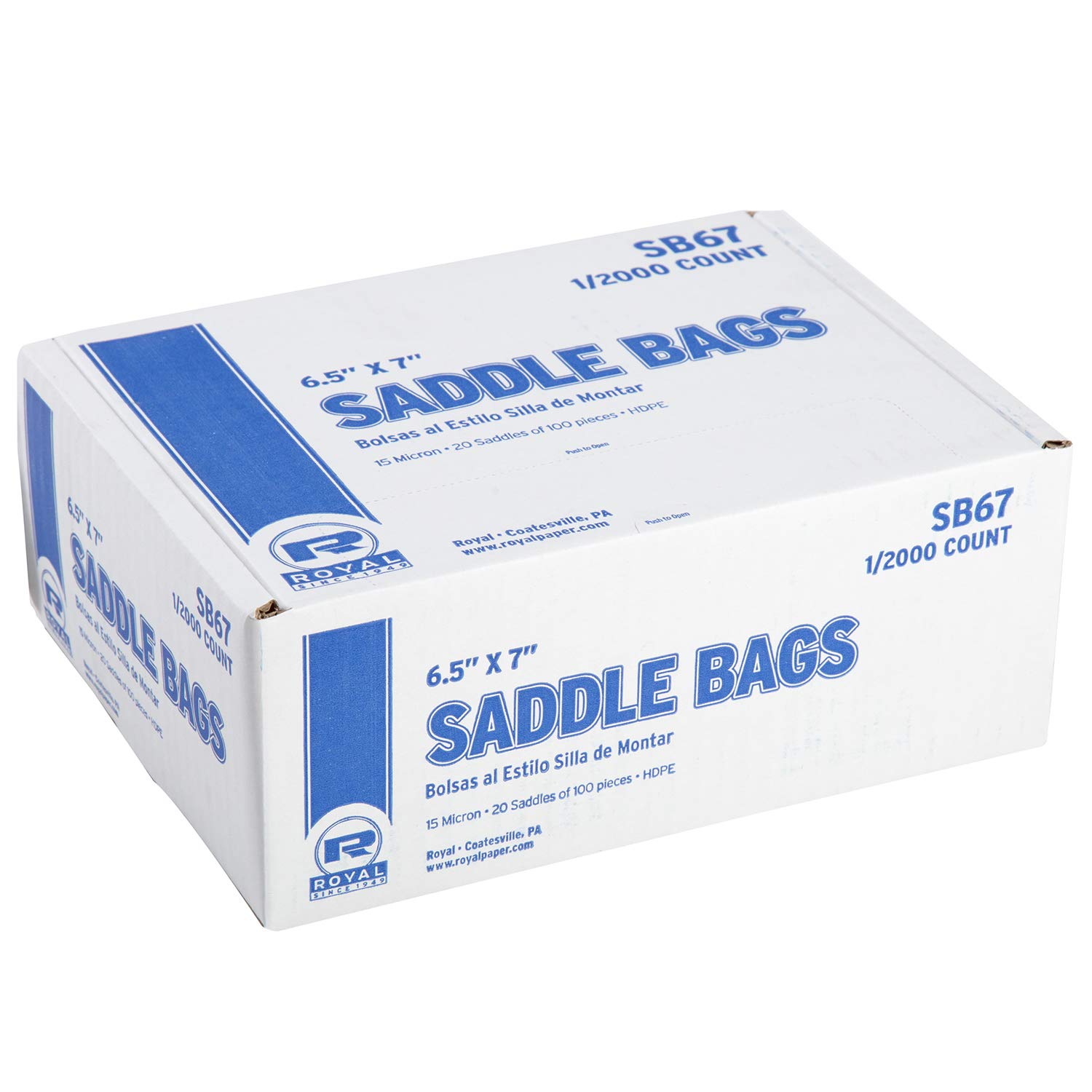 Royal High Density Saddle Bags, 6.5 Inch x 7 Inch, Package of 2000