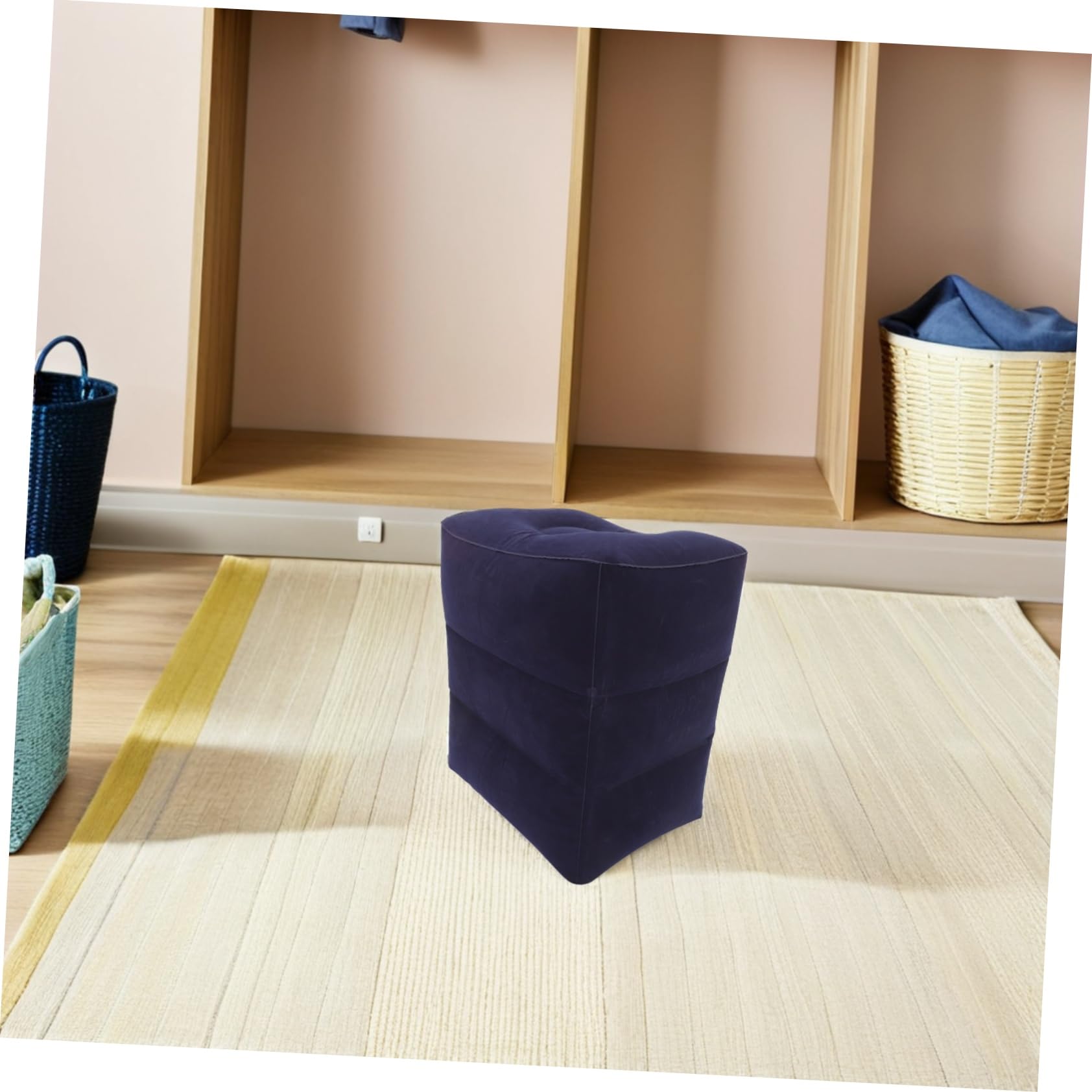 SHINEOFI Reposapiés Inflable para Avión Ajustable de PVC Flocado | Almohadilla Tipo Cojín, Elevación Regulable, Portátil y Ergonómica, para Viajes en Avión y Uso en Casa