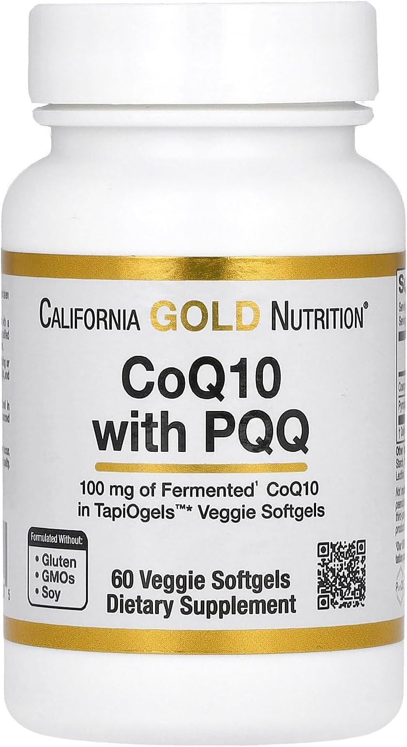 California Gold Nutrition, CoQ10 with PQQ, Ubiquinone USP, Tapioca Veggie Softgel with Sunflower Lecithin, 100 mg, 60 Veggie Softgel