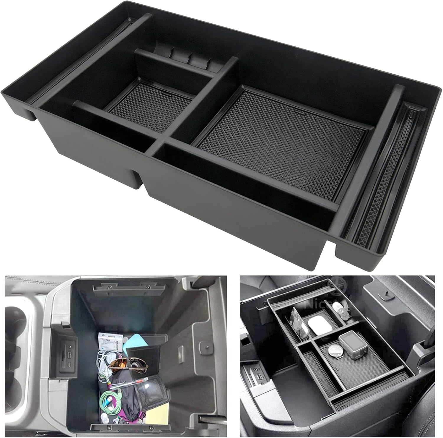 YEE PIN 2025 GMC Sierra Fold Down Center Console Organizer Tray For 2019-2025 GMC Sierra 1500/2020-2025 GMC Sierra 2500HD 3500HDAccessories, 40/20/40