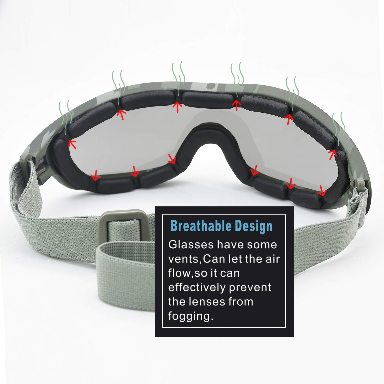 Viriber Gafas de motocicleta con protección UV para exteriores, gafas de combate a prueba de polvo