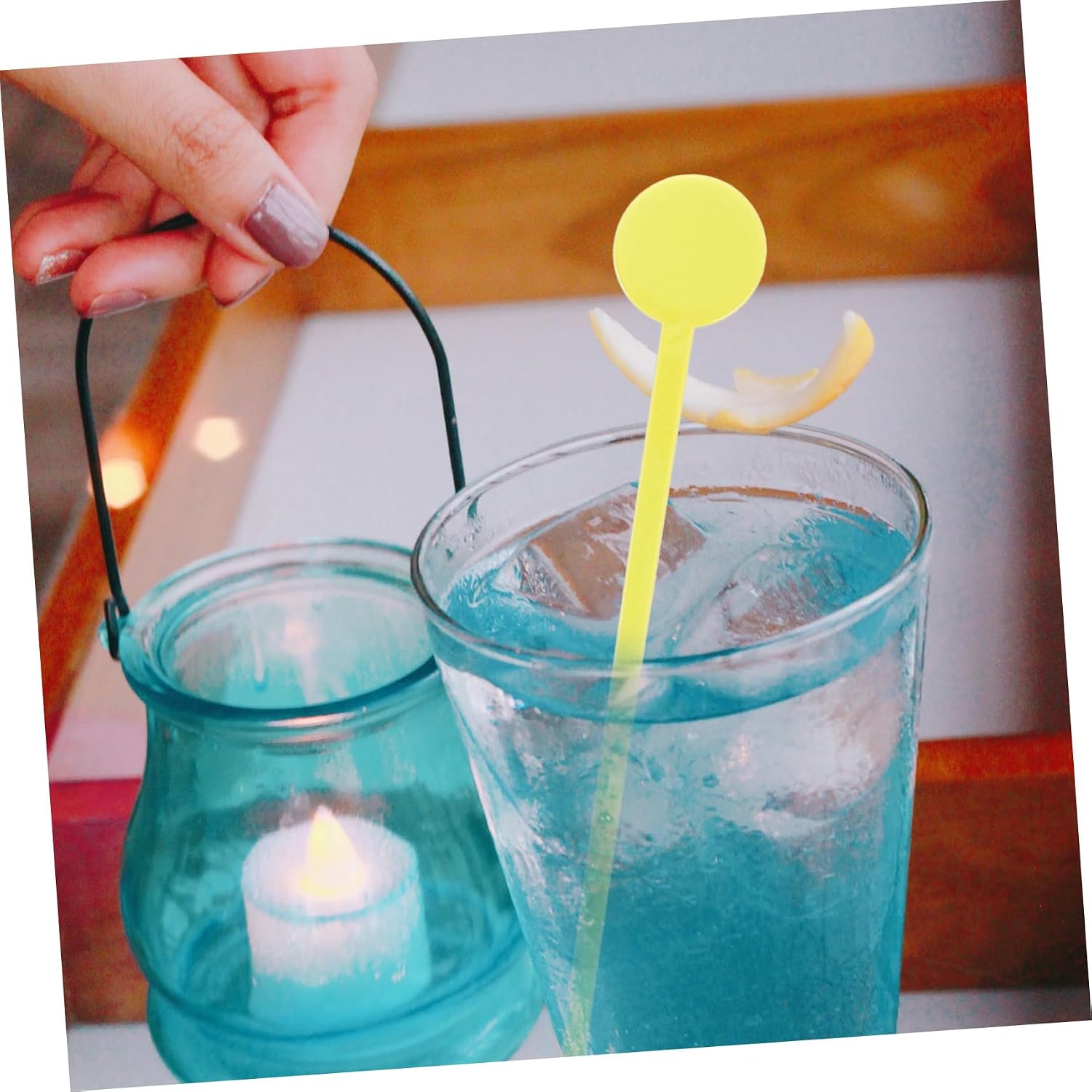 Luxshiny 400pcs Beverage Stirrers Acrylic Sticks Long Handle Swizzle Sticks for Wine Milk Tea Bars Random Color