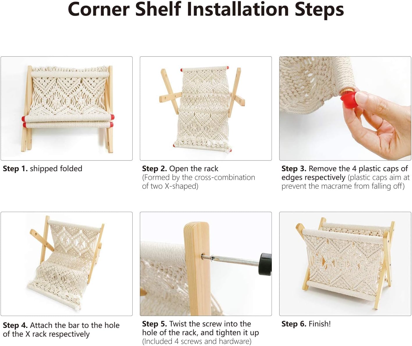 Mkono Macrame Magazine Rack and Macrame Laundry Basket Nursery Storage Bin Organizer Boho Decor for Bedroom Livingroom Dorm