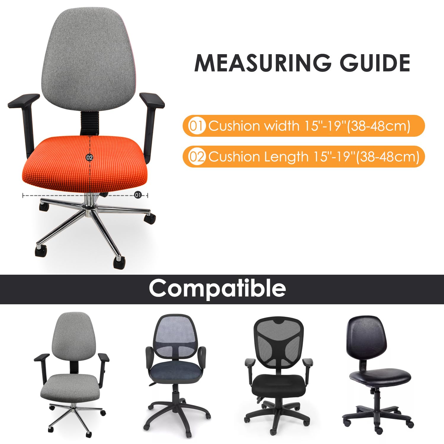 Yikko Elastic Stretch Spandex Chair Seat Covers Slipcovers Washable fit for Office Chairs,Dining Room Chairs,Bar Wedding Party Decor (2 - Image 3