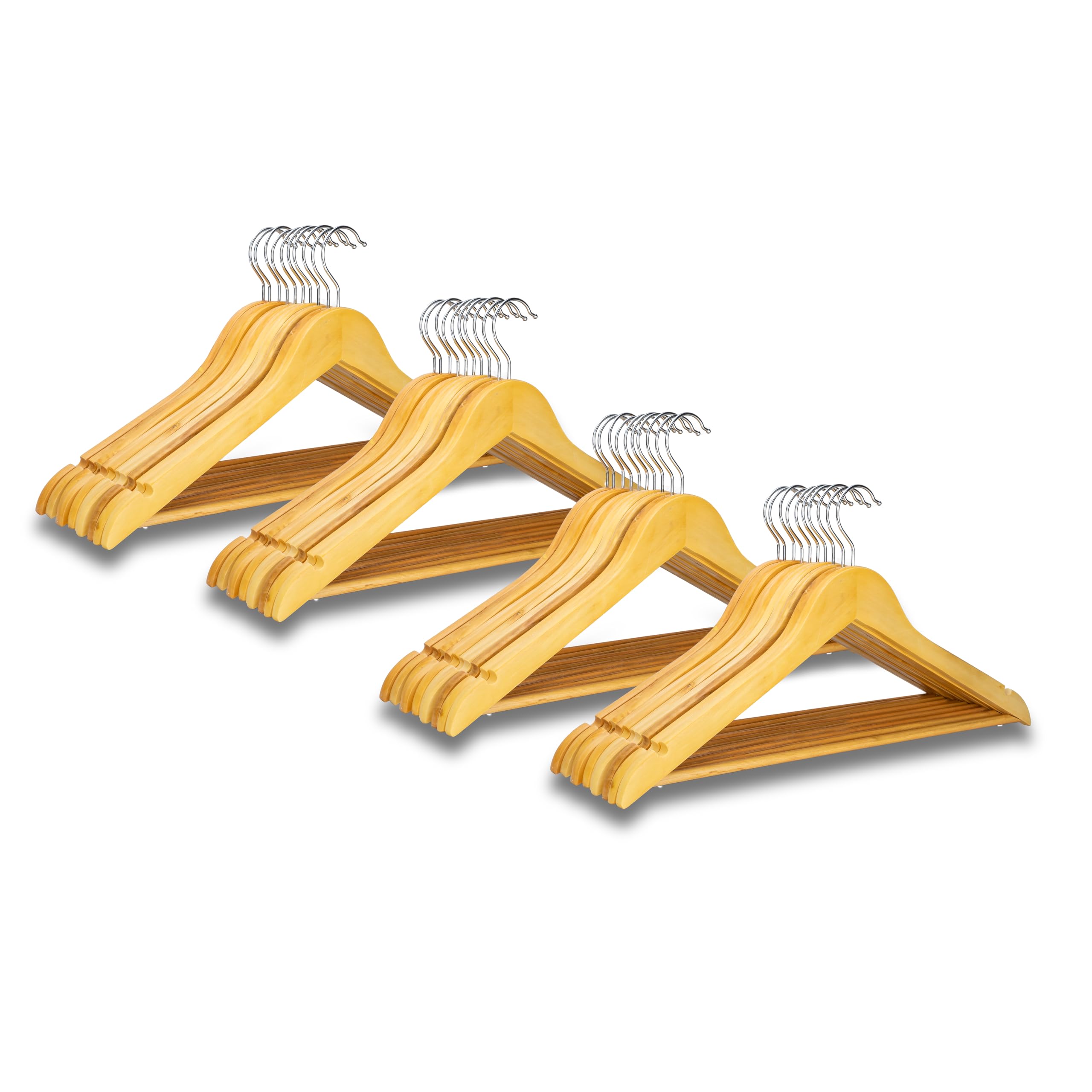 ZANGCO Premium Wooden Hangers - Solid Wood, Non-Slip Notches, 360° Swivel Hook - Ideal for Suits, Coats, Shirts, and Dresses - Elegant and Durable Closet Organization (40)