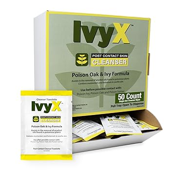 CoreTex Ivy X Post-Contact Poison Ivy Wipes - Pack of 50 Single-Use Treatment Wipes to Assist in the Removal of Rashes - Also Works on Poison Oak & Sumac Oils