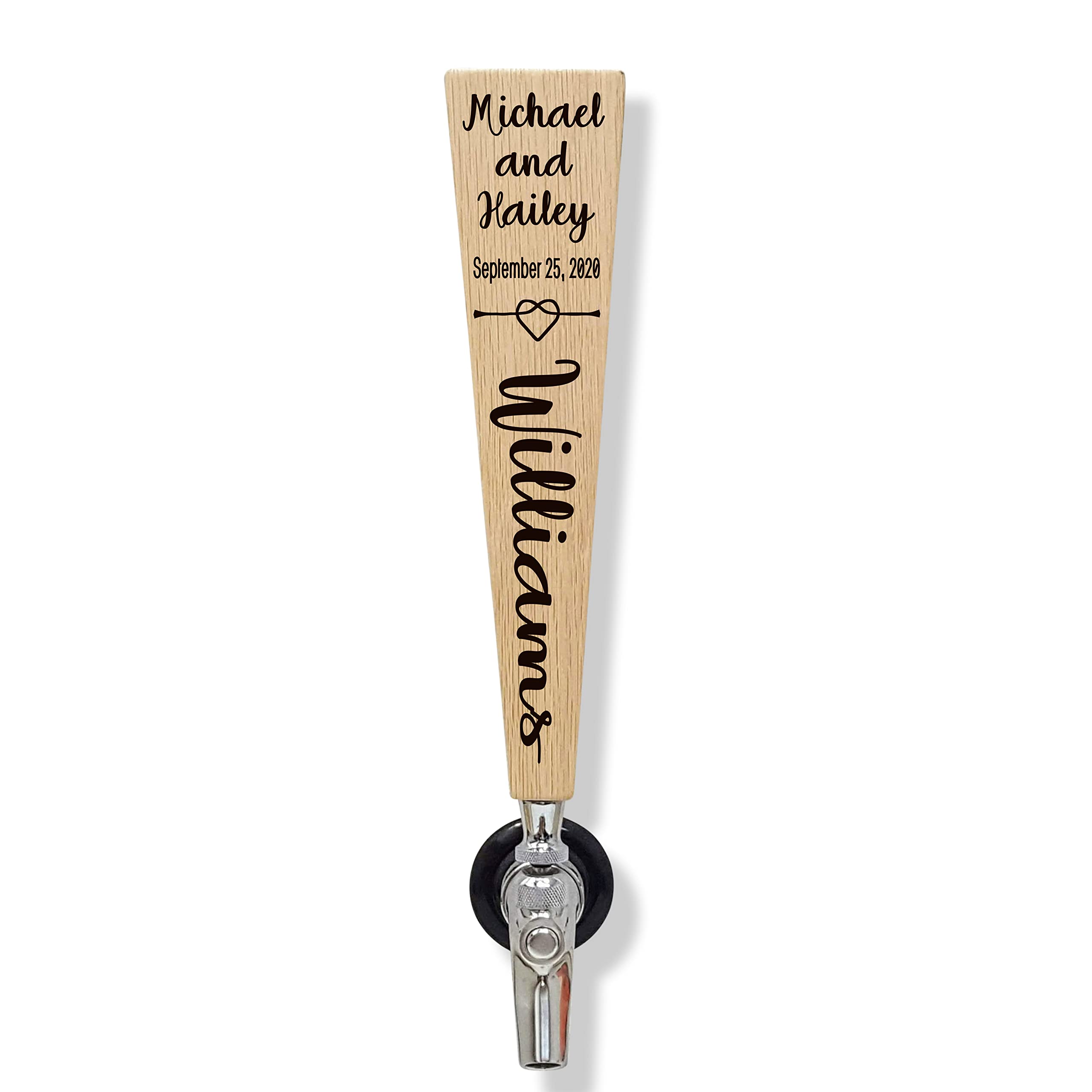 Personalized Beer Tap Handle for Weddings. Engraved with Groom's and Bride's names, Date Gift for Wedding, Bachelor Party, Anniversary. Works on Kegerators.