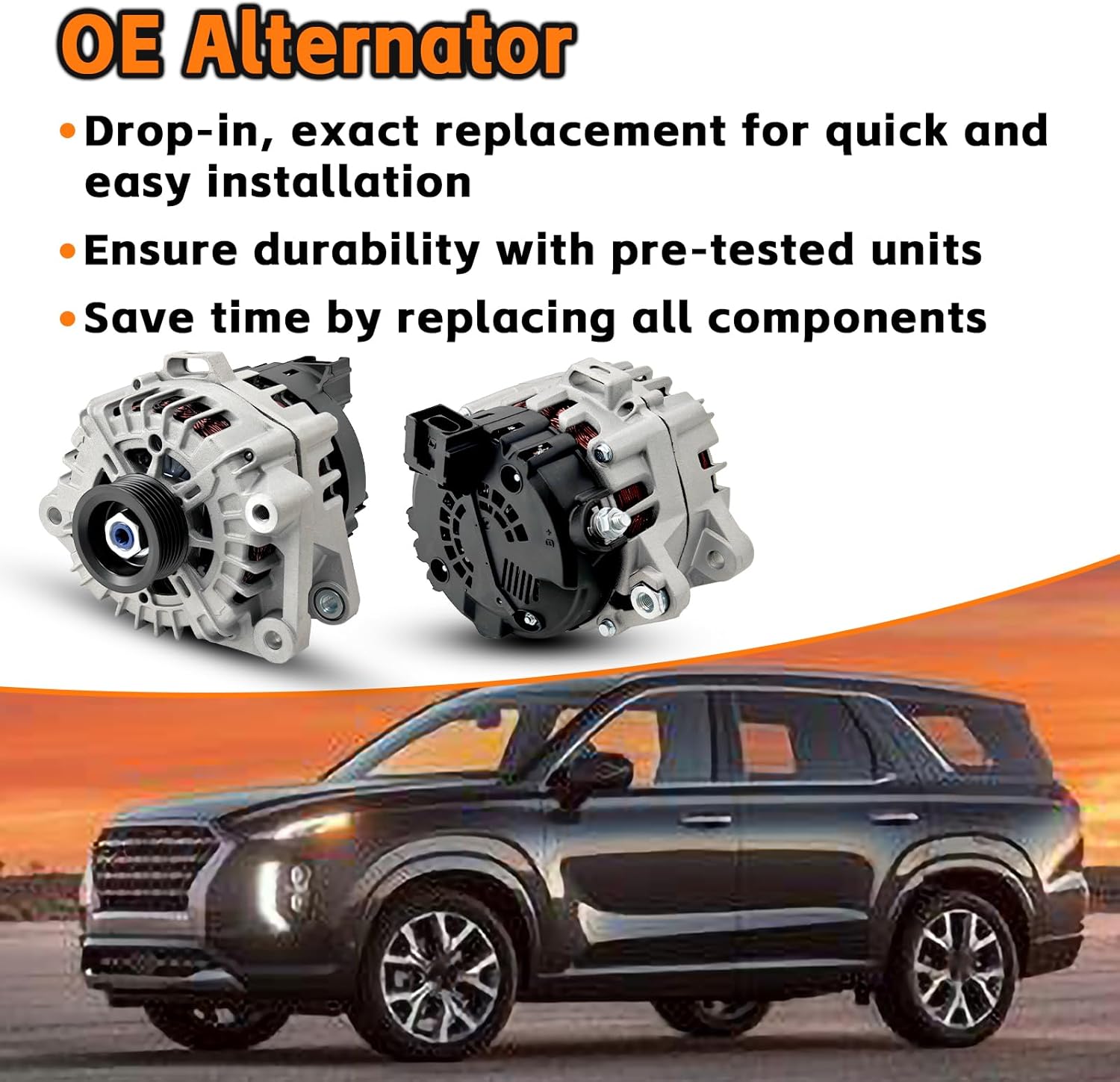 37300-3L060 Alternator 180 AMP 13.5V Compatible with Hyundai Palisade 2020-2023, Kia Telluride 2020-2022 3.8L Replaces 373003L060,2722099, 601-10129