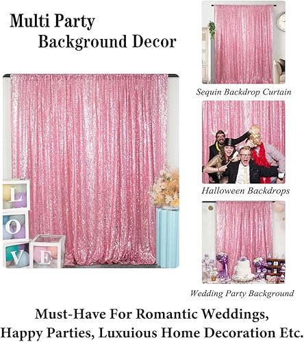 Miniatura 5 de DUOBAO Telón de fondo de lentejuelas, oro rosa de 4 x 8 pies, material premium, sin costuras, elegante y brillante, telón de fondo personalizado con