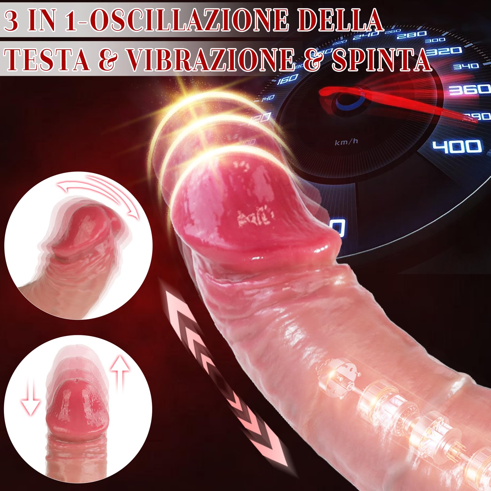 Dildo Realistico Vibratoreper Donna Professionale - Sex Machine Dildo Anale Sexytoysys Donna Coppia con 9 Mmodalità di Spinta, Oscillazione e Vibrazione, Vibratore Anal Sex Toys Sessuali per Donne