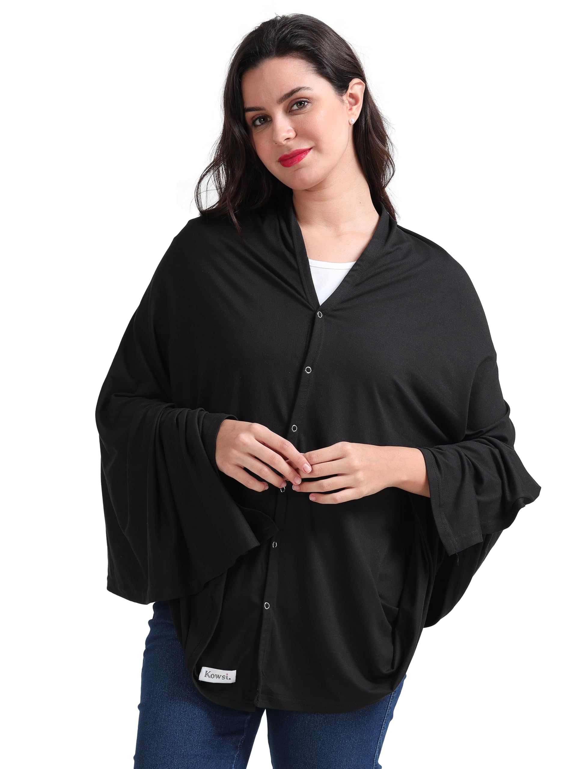Kowsi 360 Degree Premium Soft Cotton Mother’s Breathable Breast Feeding Shawl & Light Weight Outdoor Baby Blanket Too. (Black)-picture-35
