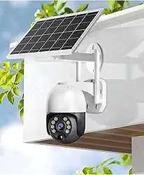 Câmera de Segurança Solar Wi-Fi 3MP Full HD à Prova D’água Visão Noturna 360° PTZ Detecção de Movimento Áudio Bidirecional Vigilância 24h Instalação Fácil Sem Fios App ICSEE