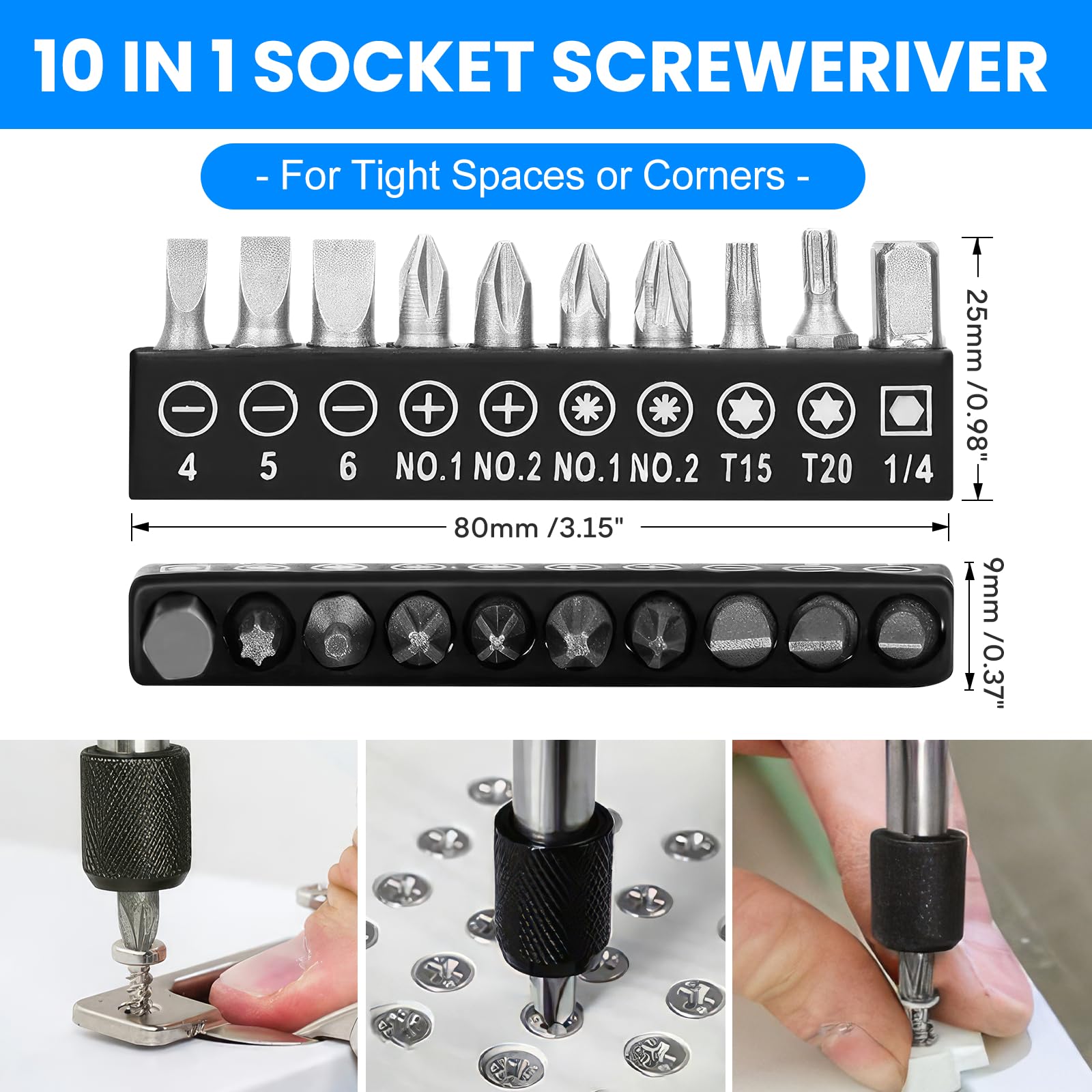 31 Pezzi Prolunga Flessibile per Punte da Trapano, Adattatore per Trapano ad Angolo Retto a 105 Gradi, 1/4" 3/8" 1/2" Adattatore Esagonale, Prolunga Flessibile Drill Bit Holder,Accessori Avvitatore
