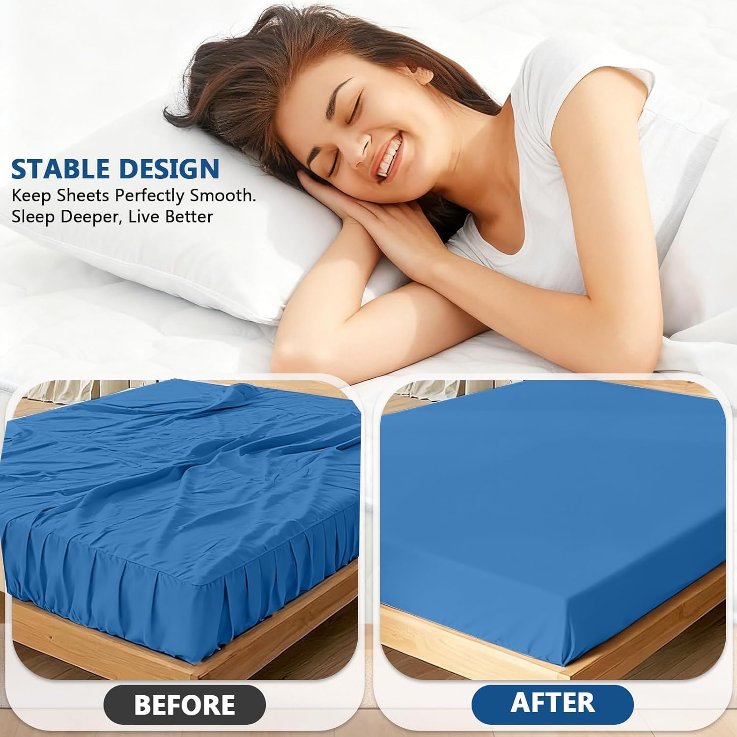 Adjustable Bed Sheet Straps with Metal Clips 4 Pack, Sheet Edge Clamp Holder for Fitted Sheets, Sofa Covers, Tablecloths and Curtains, Heavy Duty Elastic Fasteners White