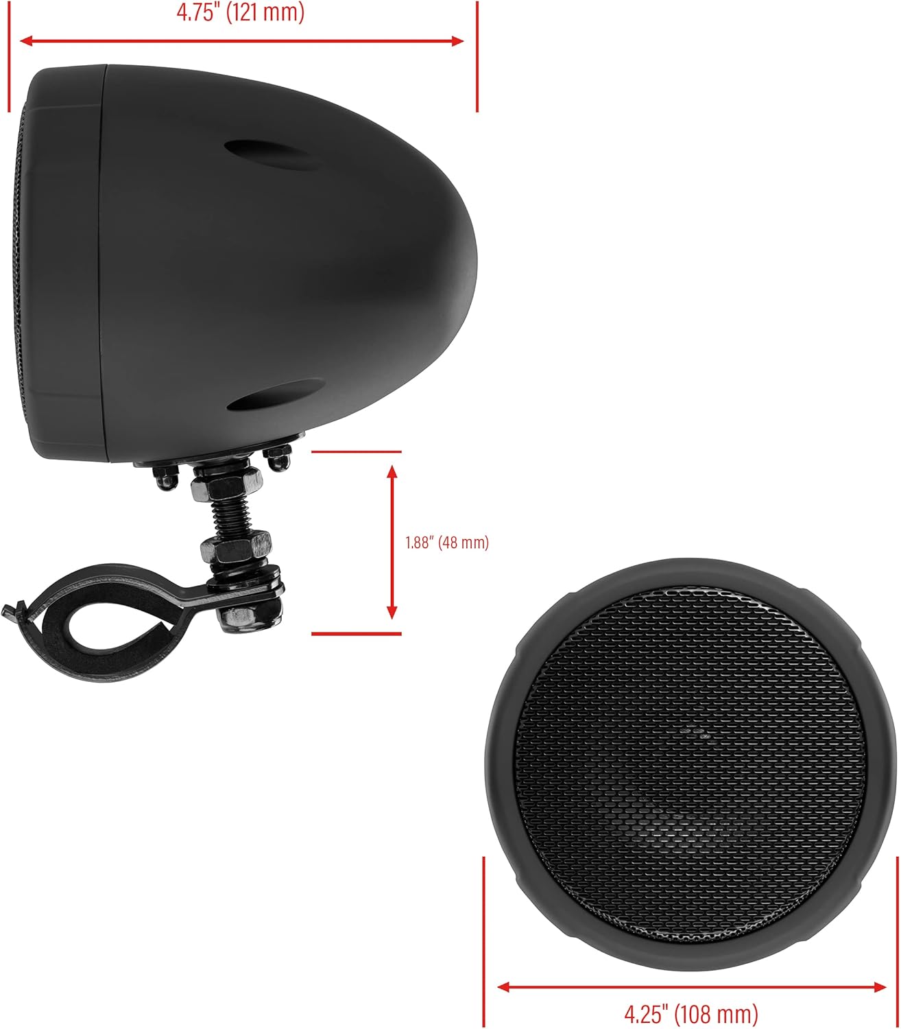 Suреr Brаndѕ BOSS Audio Systems MCBK475BA Motorcycle Speaker Sound System - Bluetooth, Amplified, Weatherproof, 3 Inch Speakers, Volume Control, Also Use with ATVs and UTVs