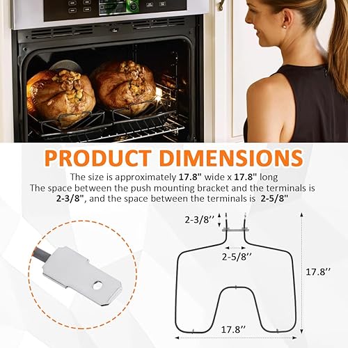 Miniatura 2 de WB44K10005 Horno Horno Elemento adecuado para horno GE Hotpoint Americana, reemplaza rb526h3ww, rb757bh1wh, rb787wh1ww, rb787ch2cc, jbs03h2wh,