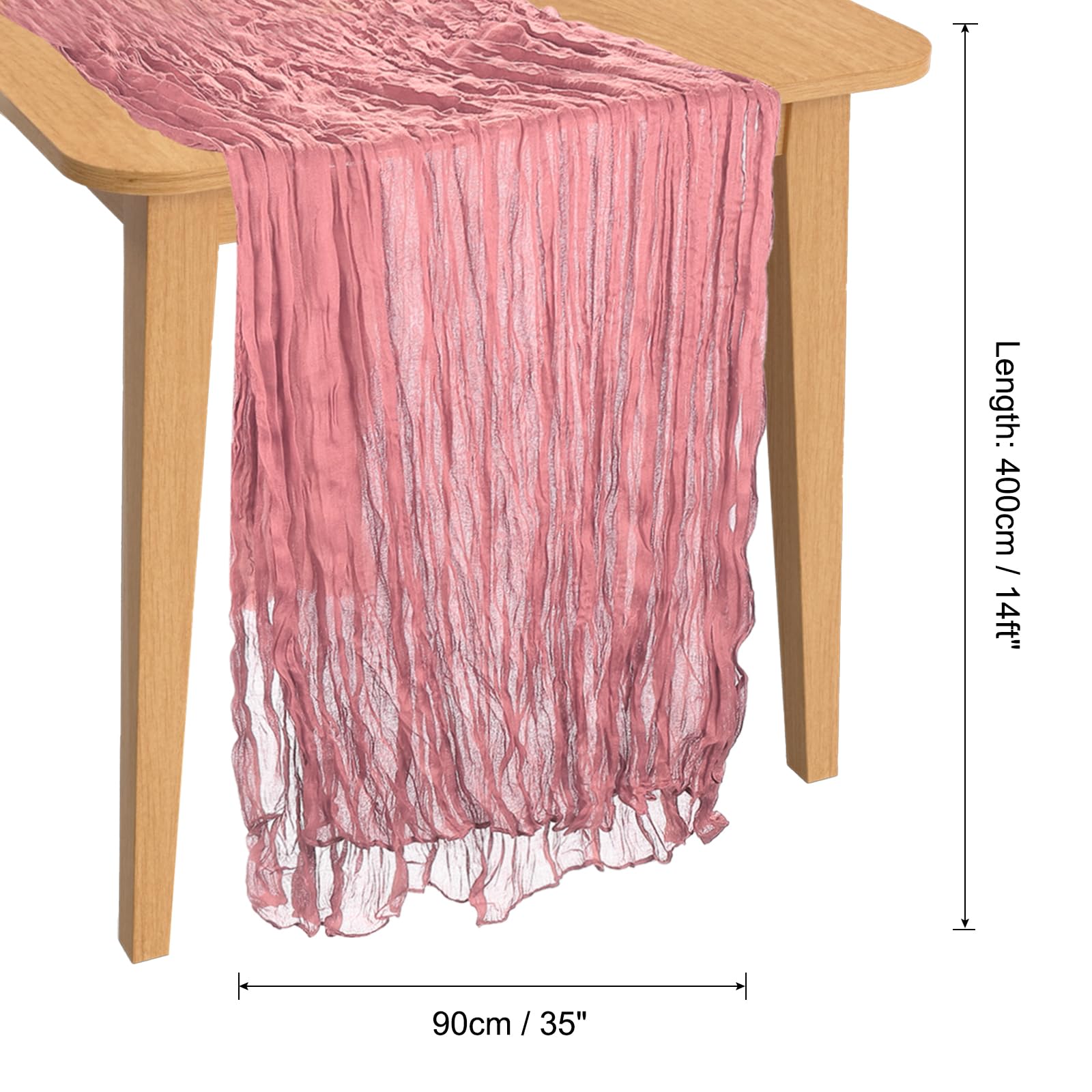 PATIKIL 14 Ft Cheesecloth Table Runner Rustic Gauze Terracotta Cheese Cloth Table Runner with Wrinkled for Bohemian Wedding Party Bridal Shower Table Decoration - Image 2