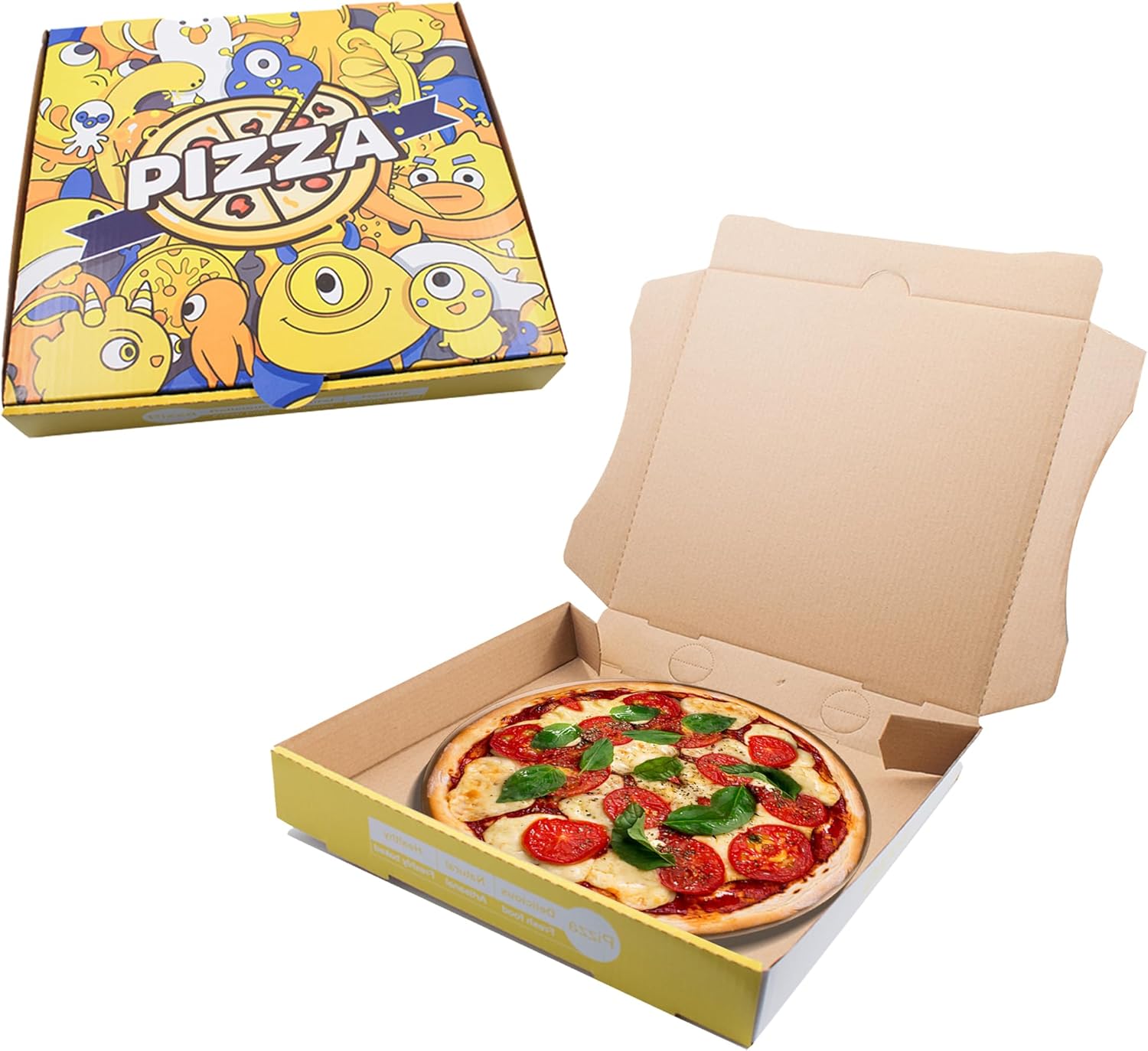 Hiyoo 10x10 inch Pizza Boxes, Corrugated Pizza Box Kraft