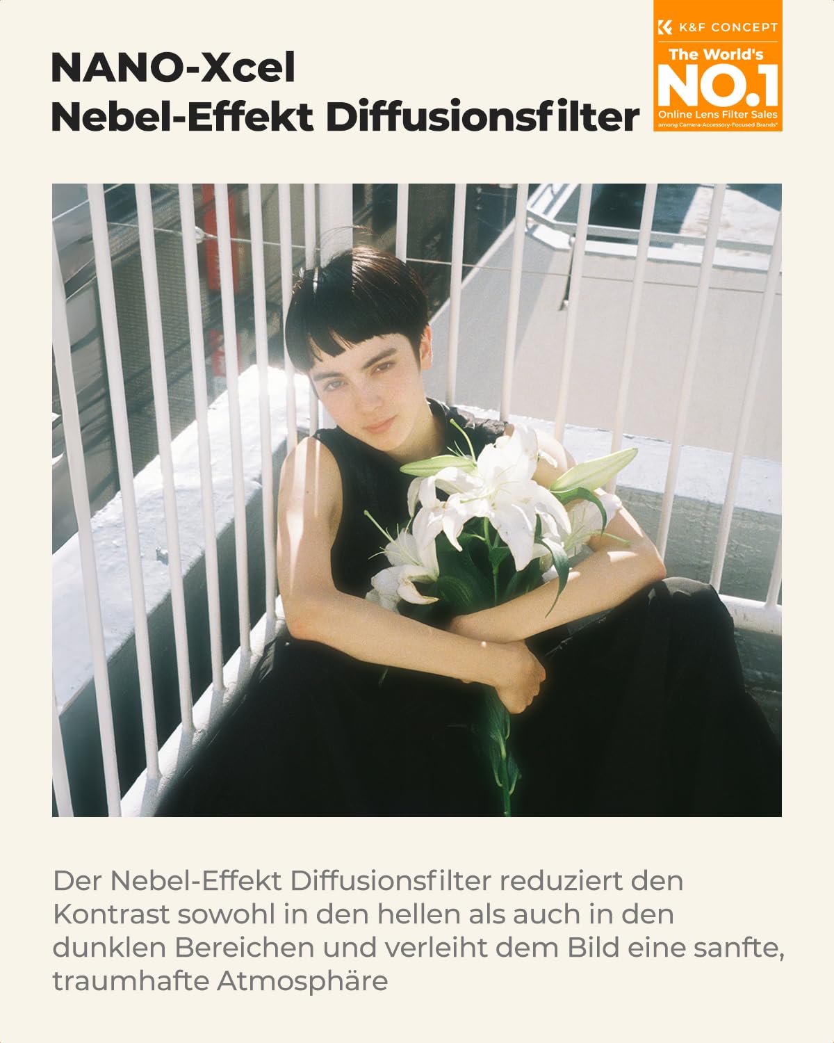 K&F CONCEPT Nebel-Effekt Diffusionsfilter 77mm Mist Filter für Landschafts- und Porträtfotografie (Nano-Xcel)
