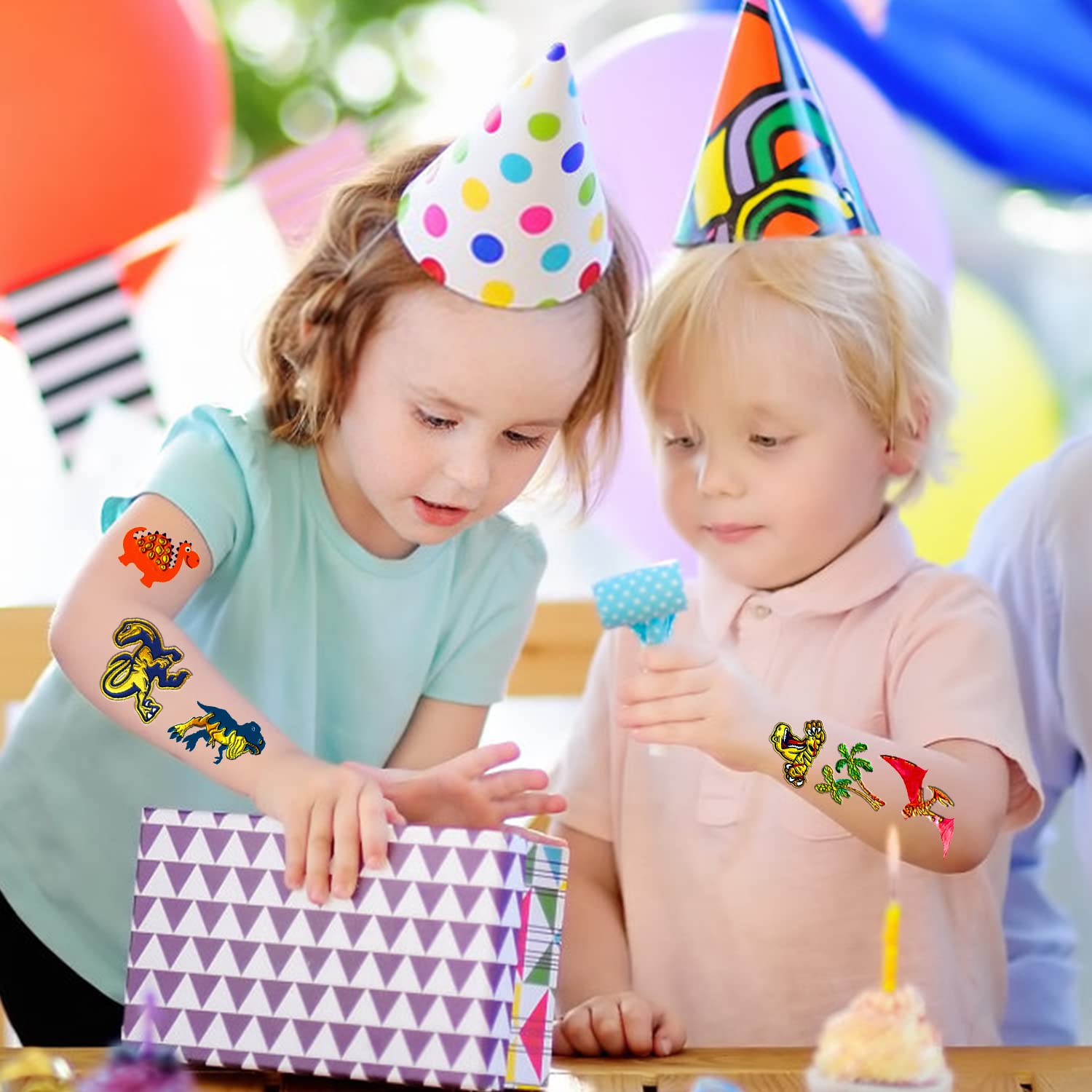Set De 60 Tatuajes Luminosos De Dinosaurios, Sirenas Y Unicornios, Temporales Y Seguros Para La Piel, Ideales Para Regalos De Fiesta