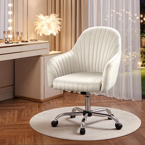 Warmiehomy Velvet Desk Chair for Home Office, Modern Adjustable Swivel