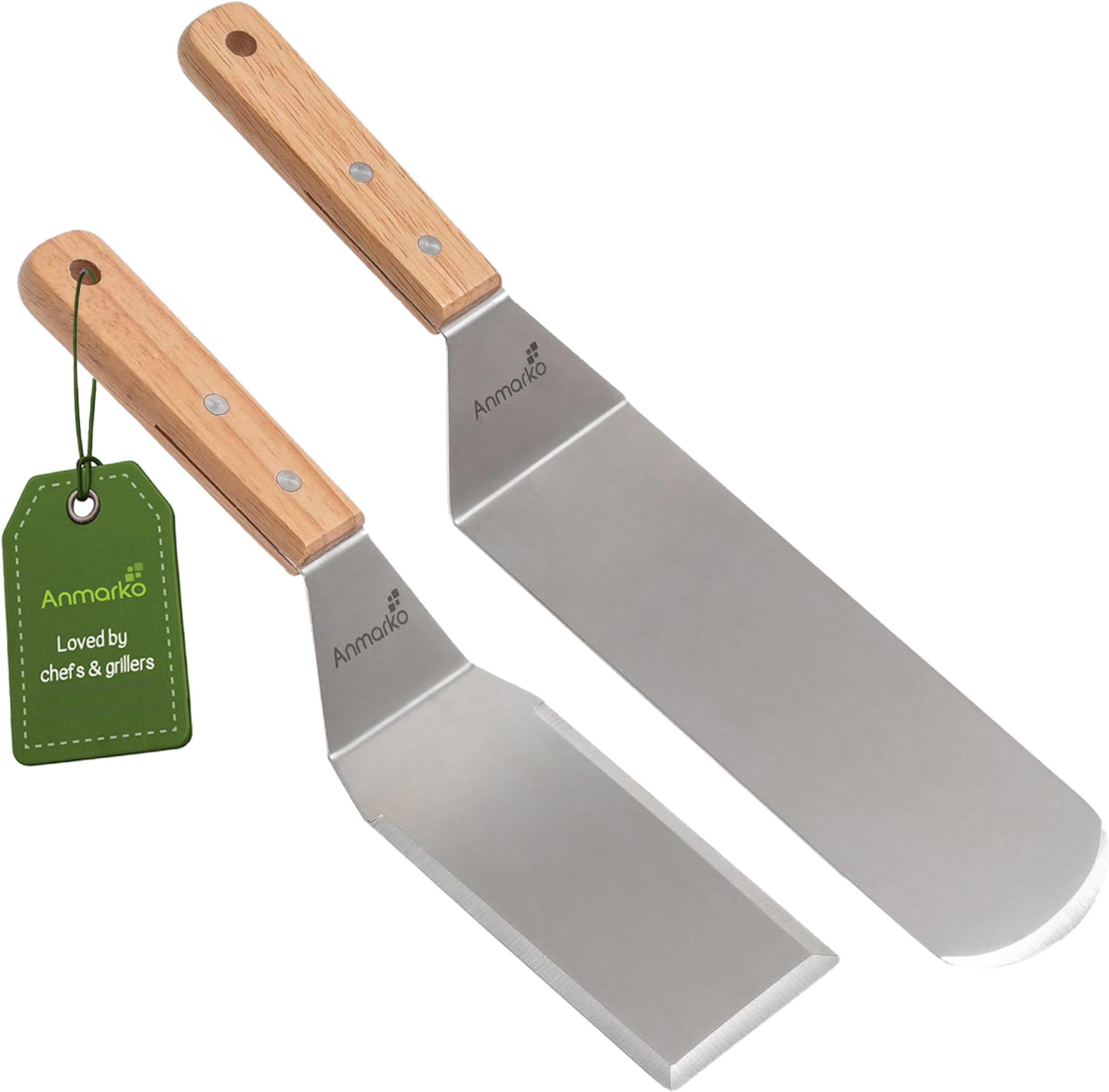 Metal Spatula Set - Griddle Spatula - Teppanyaki spatulas - Griddle Scraper and Pancake Flipper or Hamburger Turner - Stainless Steel Utensil Great for BBQ Grill Flat Top - Commercial Grade