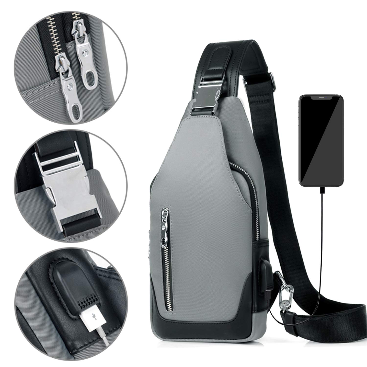 Nuova Borsa a Tracolla Pettorale con Portafoglio Pochette Zaino con Una Cinghia Borsa a Tracolla a Tracolla per Viaggi all'aperto Ciclismo Campeggio Escursionismo Poliestere Impermeabile Blu