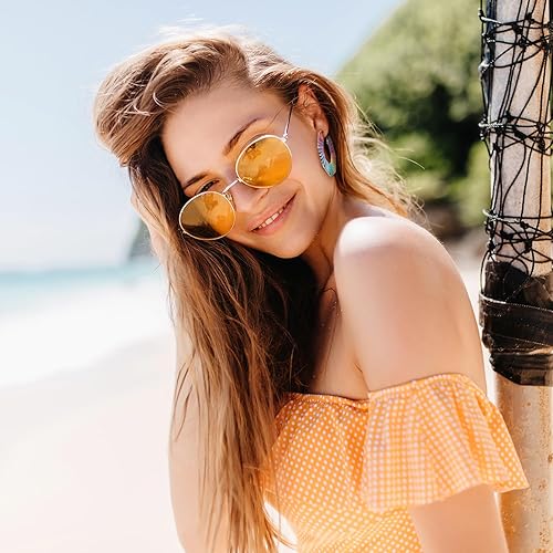 Miniatura 8 de Aretes coloridos de rafia de verano, aretes de ratán con arco iris para mujer, aretes de playa para mujer, aretes bohemios hechos a mano, aretes de