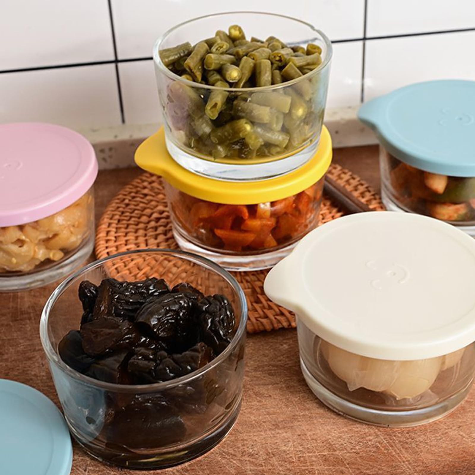 Amazon｜KazeSo蓋付き漬物瓶 ガラス製保存容器 食品用収納 冷蔵庫用