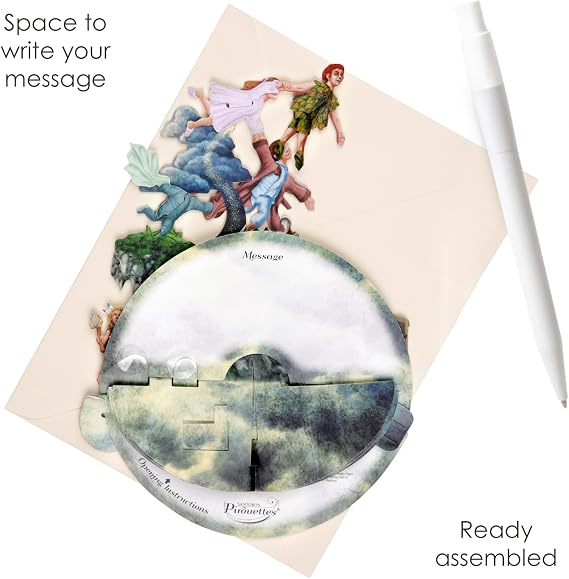 SANTORO Pirouette, 3D Pop Up Greeting Card - 'Peter Pan' - Collectible Card - Birthday Gift, Thank You Card, Get Well, All Occasions or Just Because - Party Favors for Kids, Centerpieces, Decoration, Corporate Gifts, Employee Appreciation