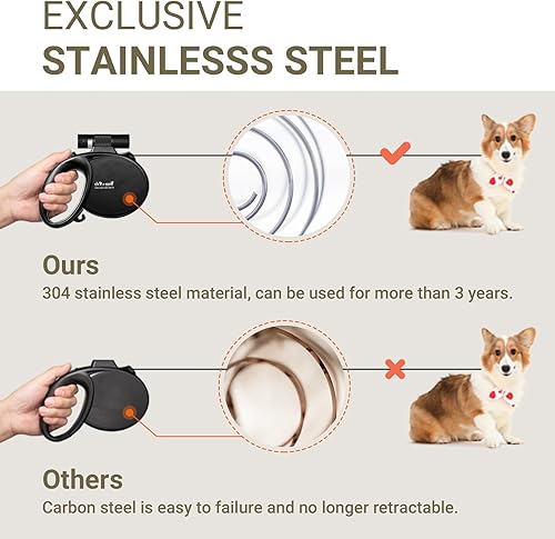 Miniatura 2 de Happy & Polly Correa para perro 4 en 1, retráctil, resistente, 16.4 pies con linterna y elástico para perros pequeños Blanco