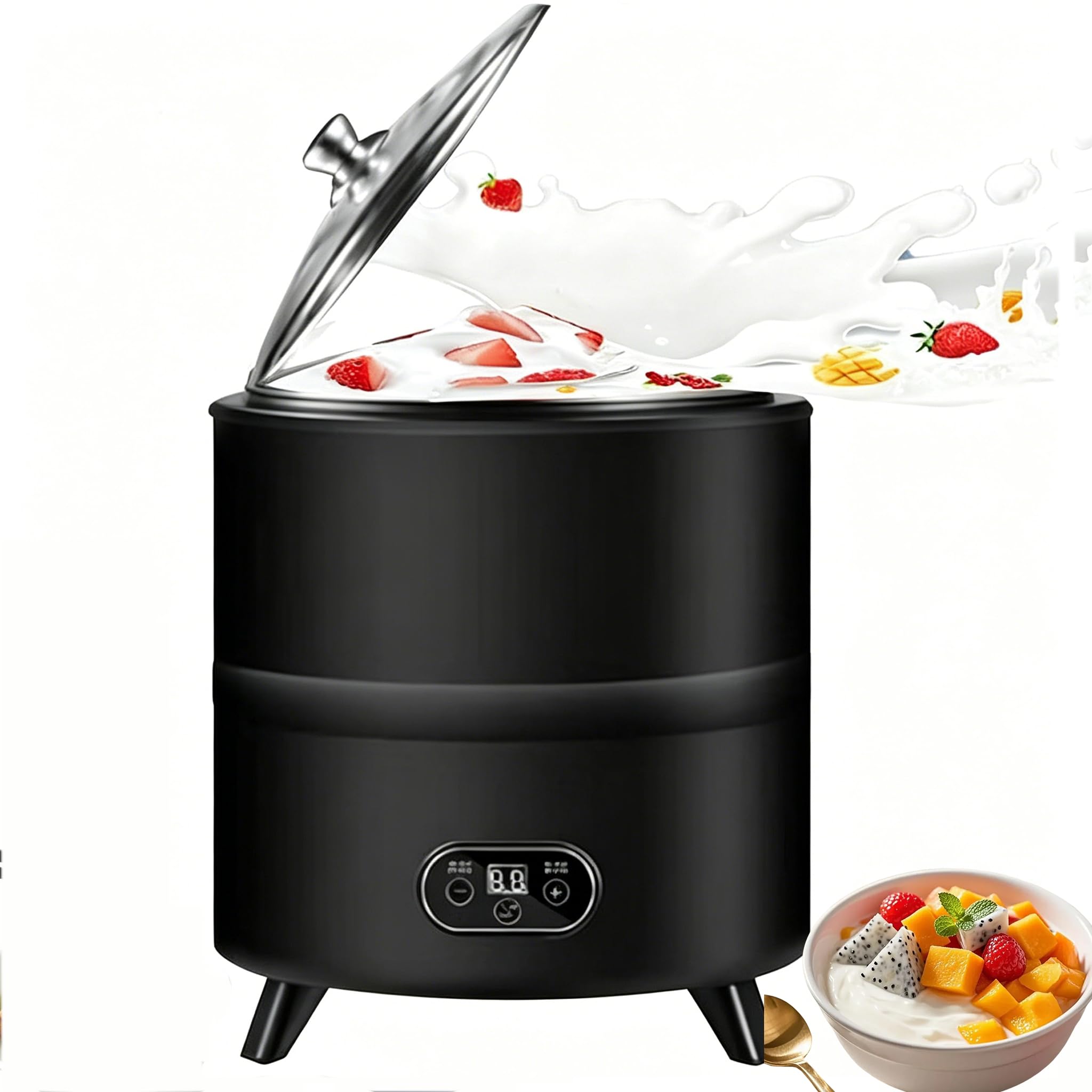ZHJOPP Electric Yogurt Maker Machine 400W, 8/12L Automatic Yogurt Fermentation Maker, Home Yohurt Incubator for Fruit Vinegar (Black 8L)