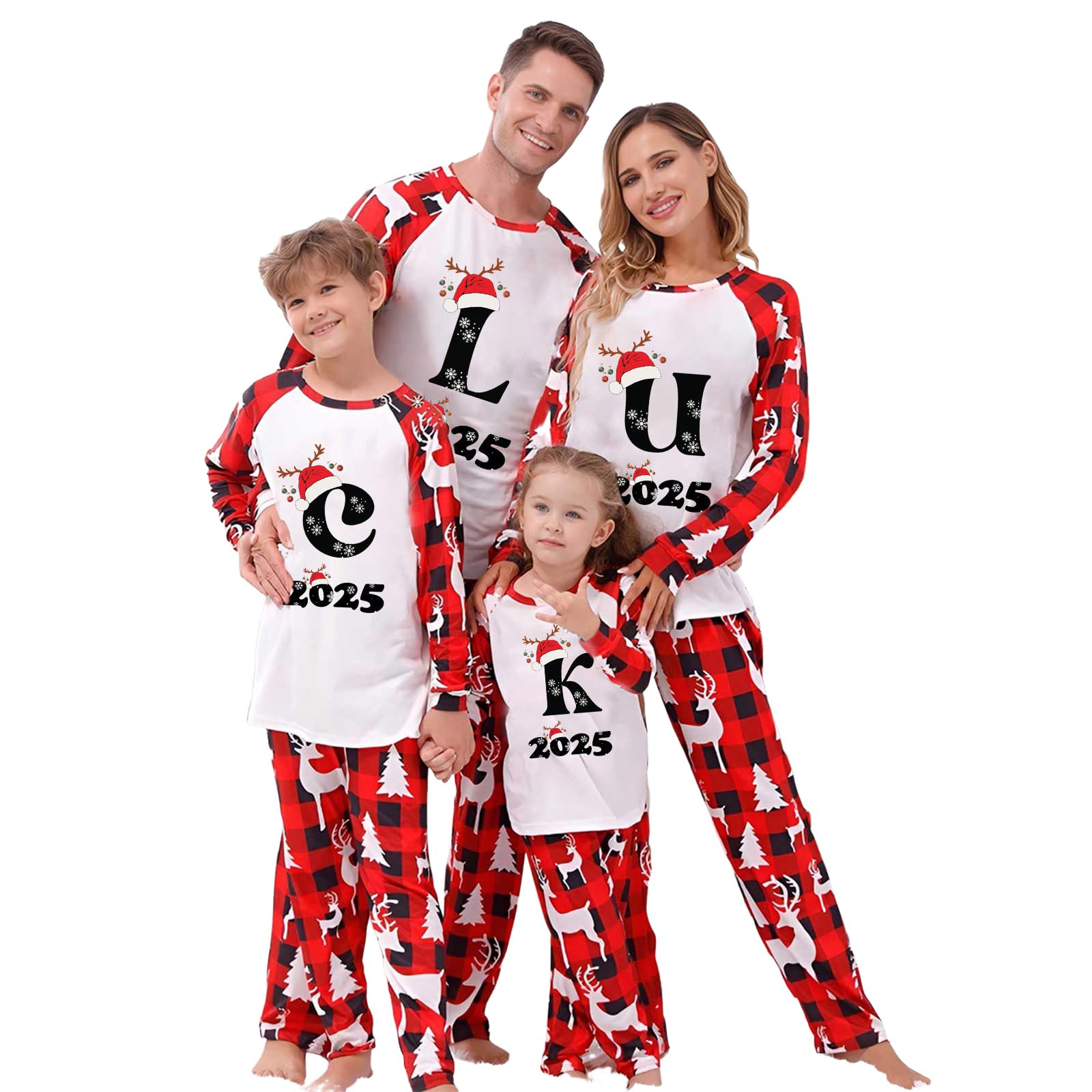 Family Matching Christmas Pajamas Set 2024 - Cute A-Z Print Holiday PJS For Dad, Mom & Kids