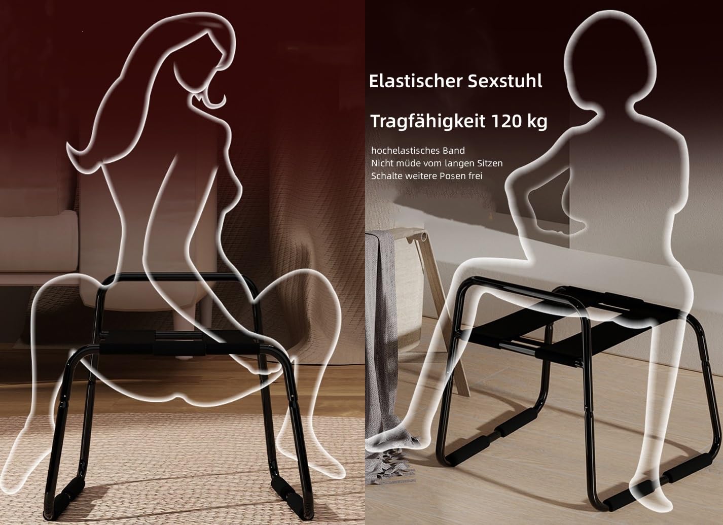 Sexmöbel - Sedia erotica per bondage, giocattolo sessuale, coppia di poltrone sessuali, con cinghia elastica, per alleviare il dolore, multifunzione, fino a 120 kg