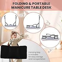 Vista 3 de WELLHUT Mesa de Técnico de Uñas Ventilada para Manicura con Lámpara LED, Colector de Polvo, Bolsa de Transporte y Cojín Suave, Mesas de Uñas