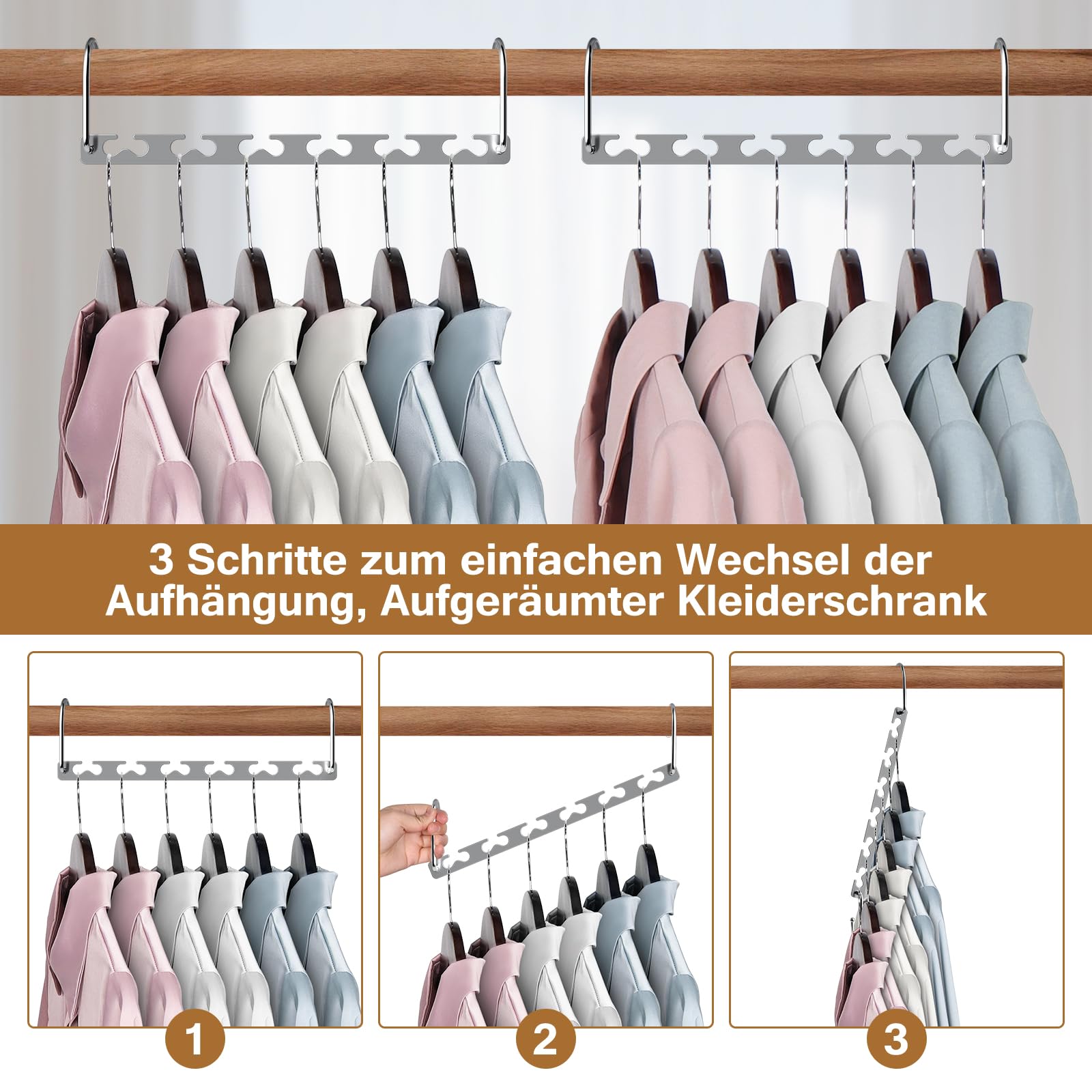 Sindax Platzsparende Metall-Kleiderbügel, Magic Bügel für Schrank Organizer, Rutschfest, Strapazierfähig, Silber, 12 Stück