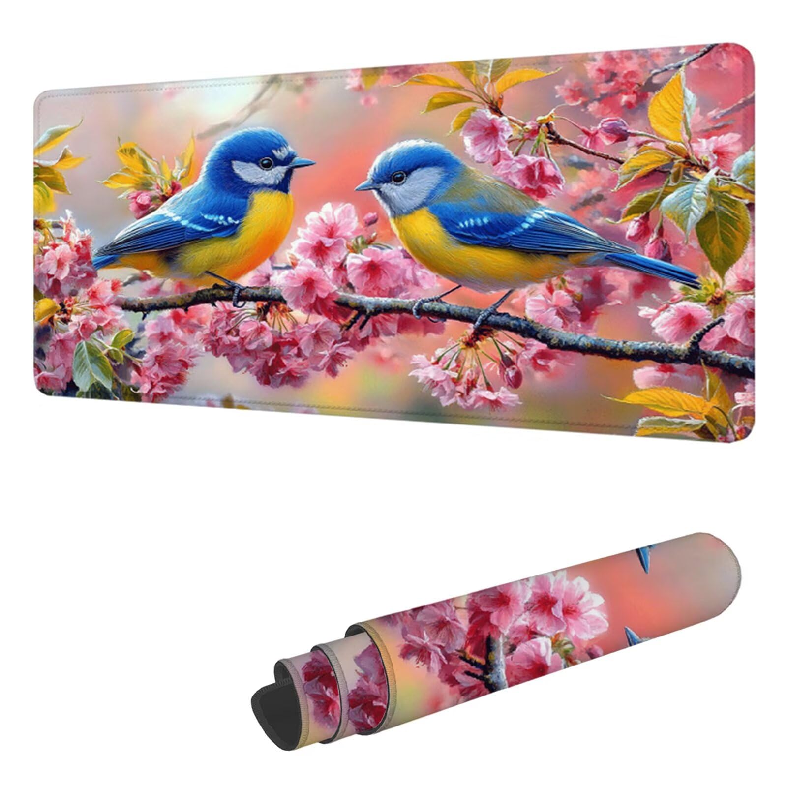 Tapis de Souris Animal Tapis Souris XXL 1200 x 600 mm, sous-Main Bureau avec Bords Cousus, Oiseau Mouse Pad avec Caoutchouc Etanche et Antidérapant, pour Le Bureau Et La Maison, Cadeaux Hommes H-3301