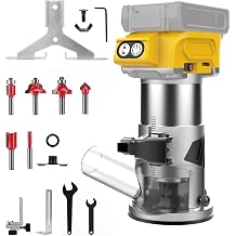 Cordless Router Compatible with Dewalt 20V BatteryNo Battery | Wood Router with Brushless Motor, 5 Speed, 28000RPM, Fixed Base, 6PCS Router Bits for Woodworking, Edge Trimming, Grooving