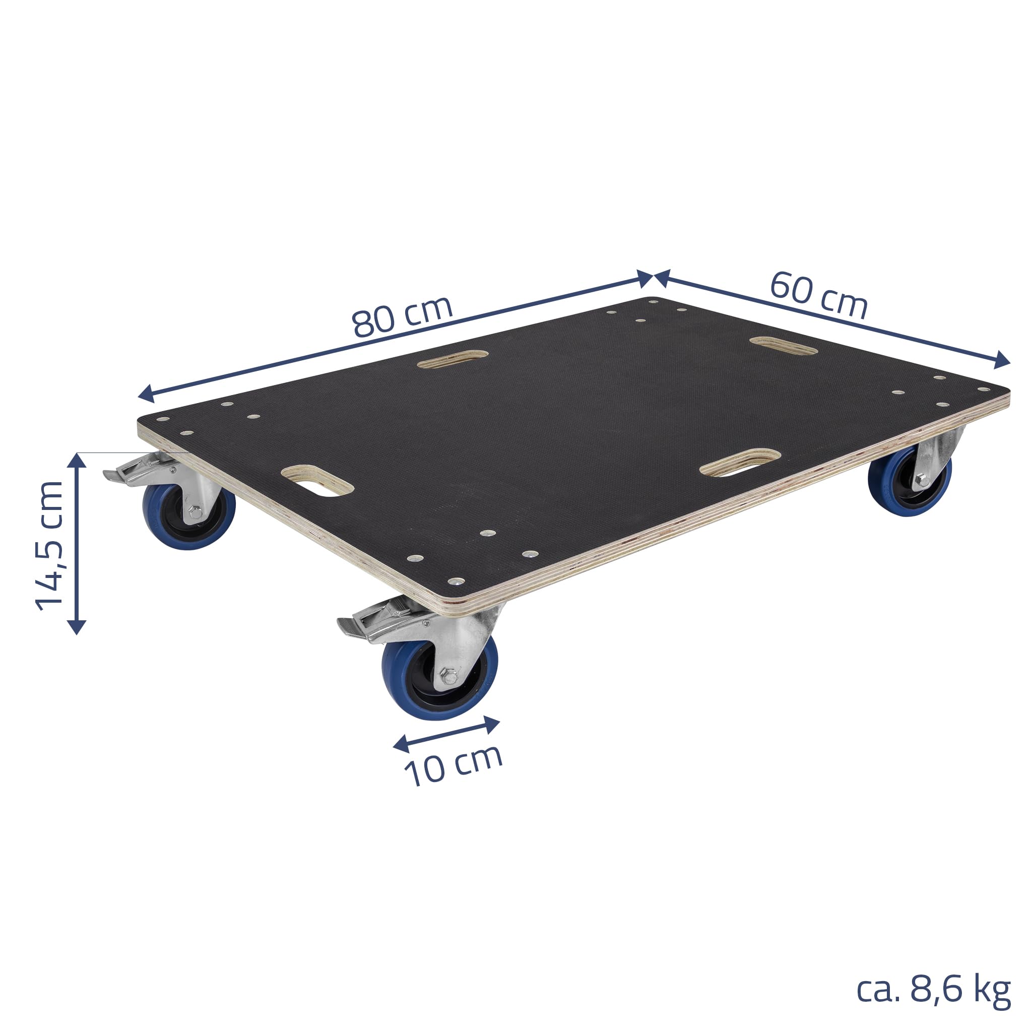Trucky Tabla de 60 x 80 cm, ruedas de 500 kg, con 4 ruedas para muebles, carrito de transporte