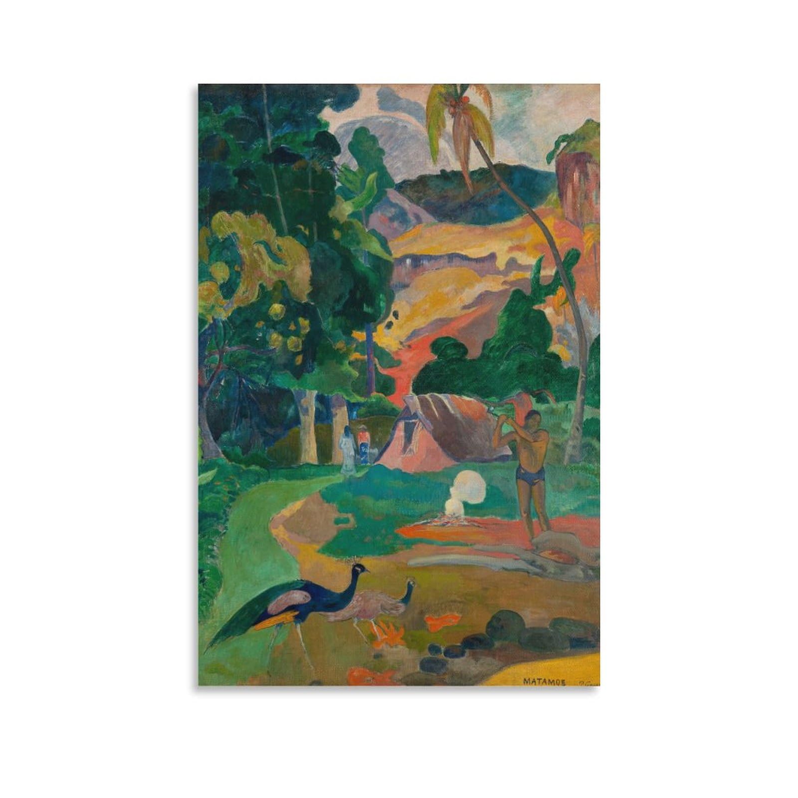ゴーギャン、【マタモエ：孔雀のいる風景】、希少な画集画、新品高級額 額装付 ポール・ゴーギャン 「マタモエ、孔雀のいる風景」 [66089879]のアート
