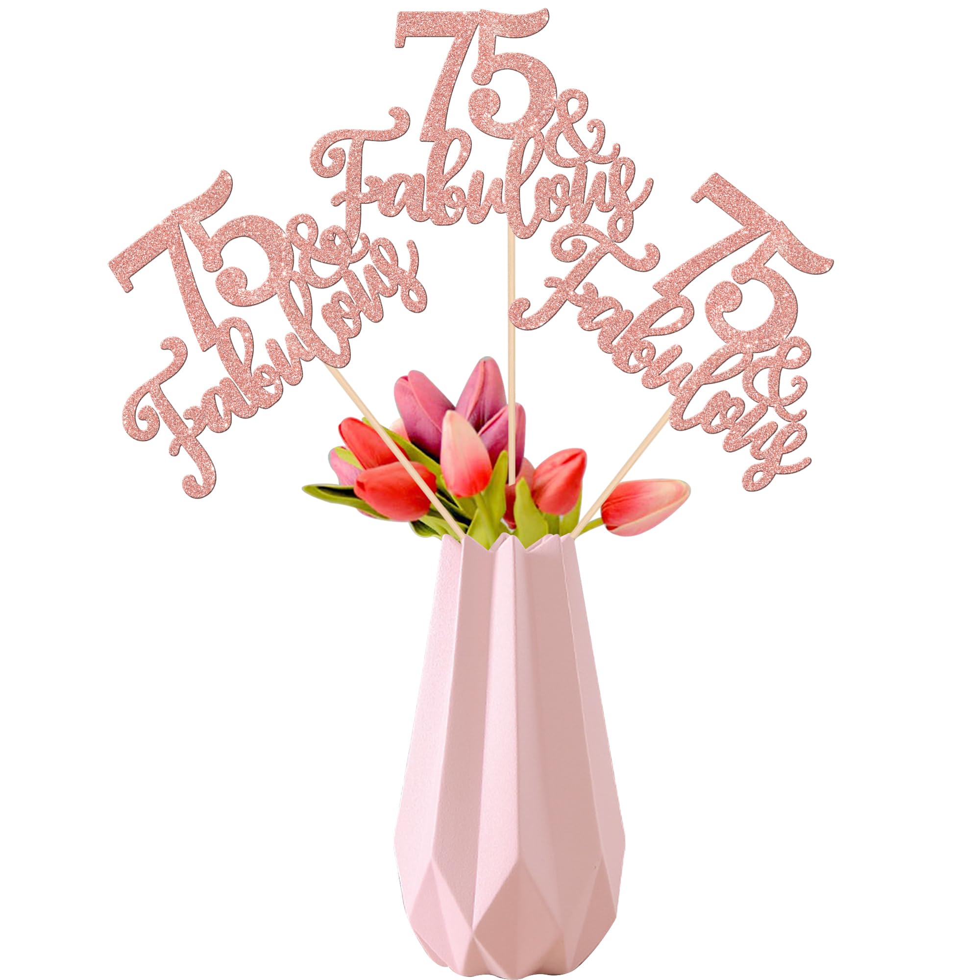 Rsstarxi 12 Pack 75 Fabulous Centerpiece Sticks Double Sided Glitter 75th Birthday Table Toppers Cheers to 75 Birthday Anniversary Party Decorations for 75th Birthday Wedding Party Table Decorations