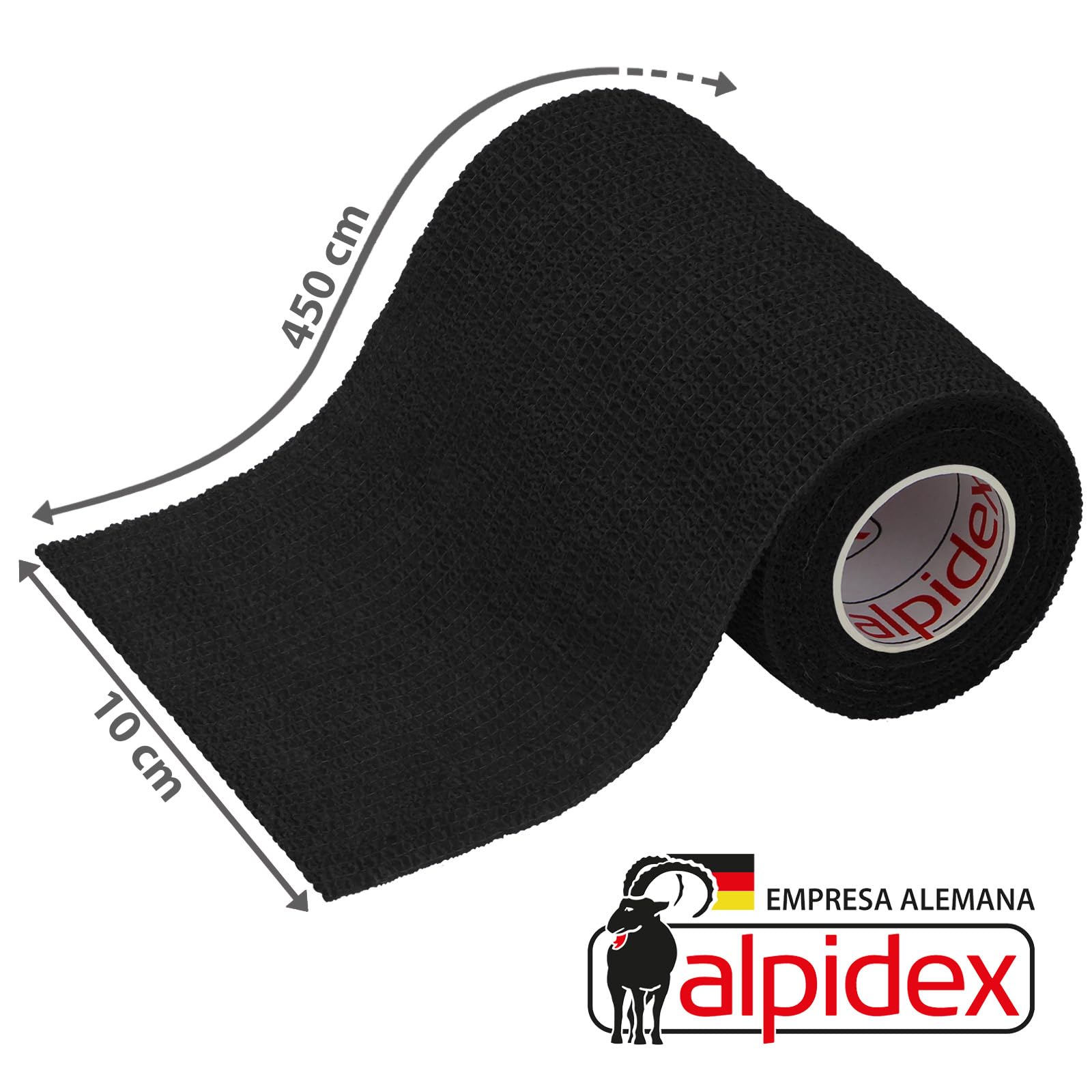 ALPIDEX 6 Rollos Venda Adhesiva 10 cm x 4,5 m Venda Cohesiva Envoltura Tape Deportiva Bendaje Autoadhesiva Mano Rodillas Tobillo Vet Wrap Perro Gato Caballo, Color:negro