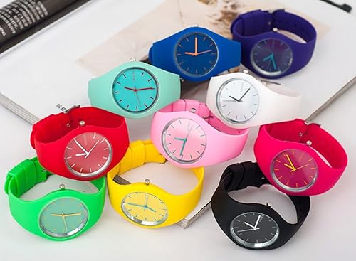 Miniatura 2 de CdyBox Reloj de pulsera de silicona para hombres y mujeres color jalea para niñas reloj de pulsera analógico deportivo al por mayor paquete de 10