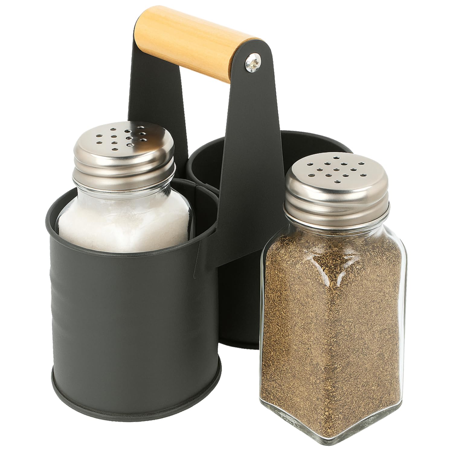 com-four® 36-teiliges Gewürzstreuer Set aus Glas - Salz und Pfeffer mit passender Halterung aus Metall - Gewürzgläser mit Schraubdeckel für Küche und Gastronomie (12 Stück - Mit Halterung)