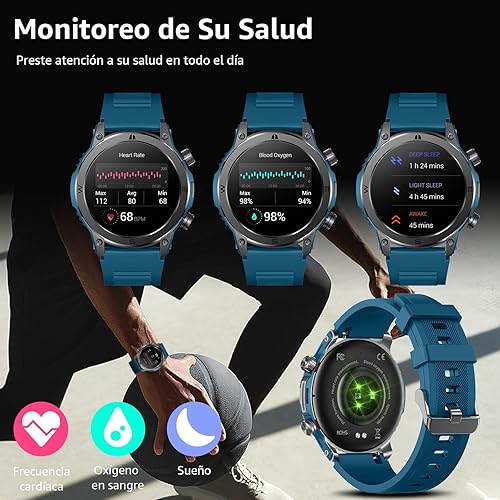 Miniatura 5 de Reloj inteligente AMOLED de 1.43 pulgadas para hombres, reloj inteligente con seguimiento de actividad física con llamadas Bluetooth, monitor de