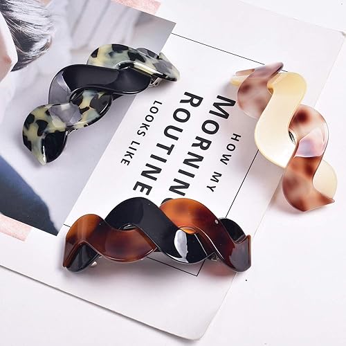 Miniatura 7 de Pasadores para el cabello para mujer, 3 pasadores grandes para cabello grueso, diseño francés con hermosas líneas, elegantes y elegantes, accesorios