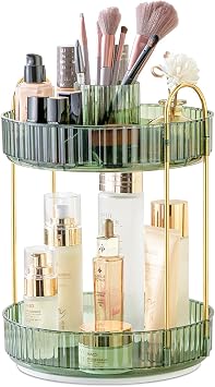 MGBPEI 360Rotating Makeup Organizer, Bathroom Trays Countertop Organizer Makeup Carousel Spinning Holder Rack, Large Capacity Round Cosmetics Storage Vanity Shelf Countertop Tray